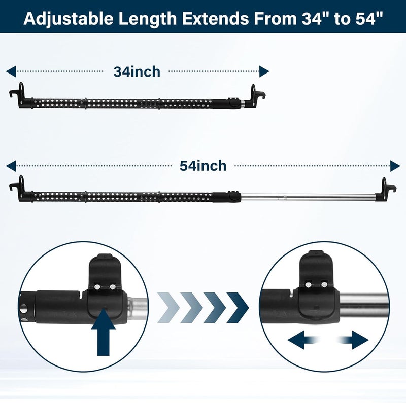 UEGHNS Car Clothes Hanger Bar Heavy Duty, Clothing Racks for Hanging Clothes in Car Telescoping 34-54inch Car Clothes Rack Suitable for Cars Trucks SUVs. (34-53inch) - Image 2
